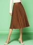 Coffee Simple Pleated Stretchy Midi Skirt